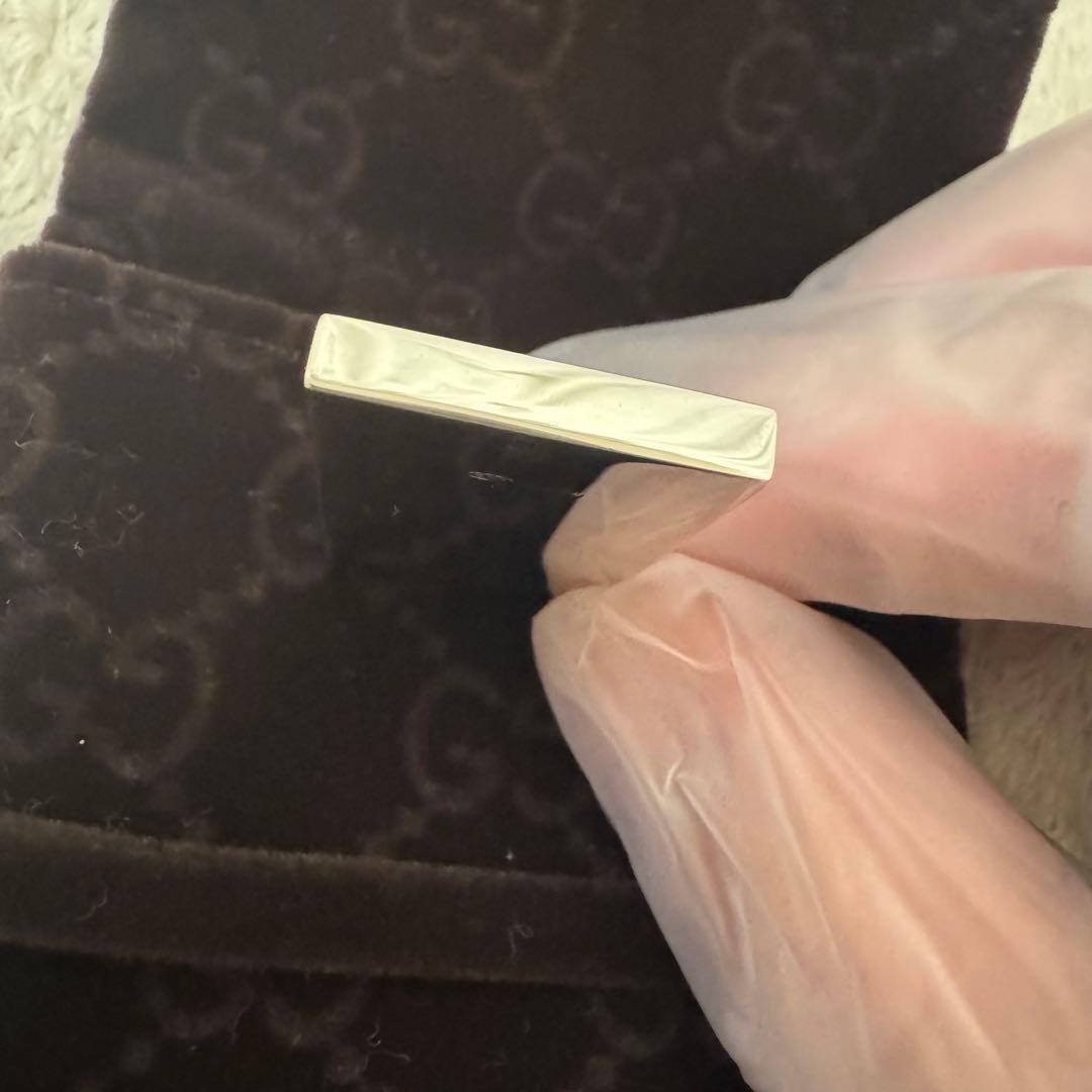 GUCCI グッチ ネックレス トップ スクエア プレート ロゴ シルバー925
