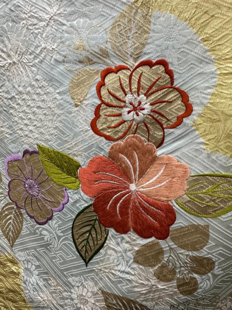 千總 桶絞り刺繍パステルカラー 振袖 川島織物袋帯フルセット