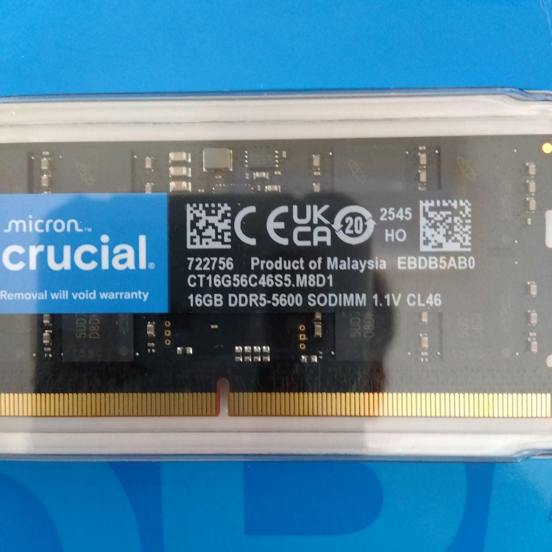 Crucial 16GB DDR5-5600 SODIMM メモリ