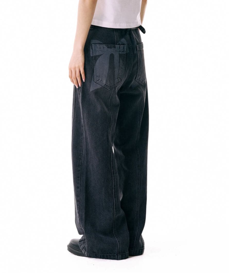 あめ　IUGAMAKARAS Ribbon Denim Pants