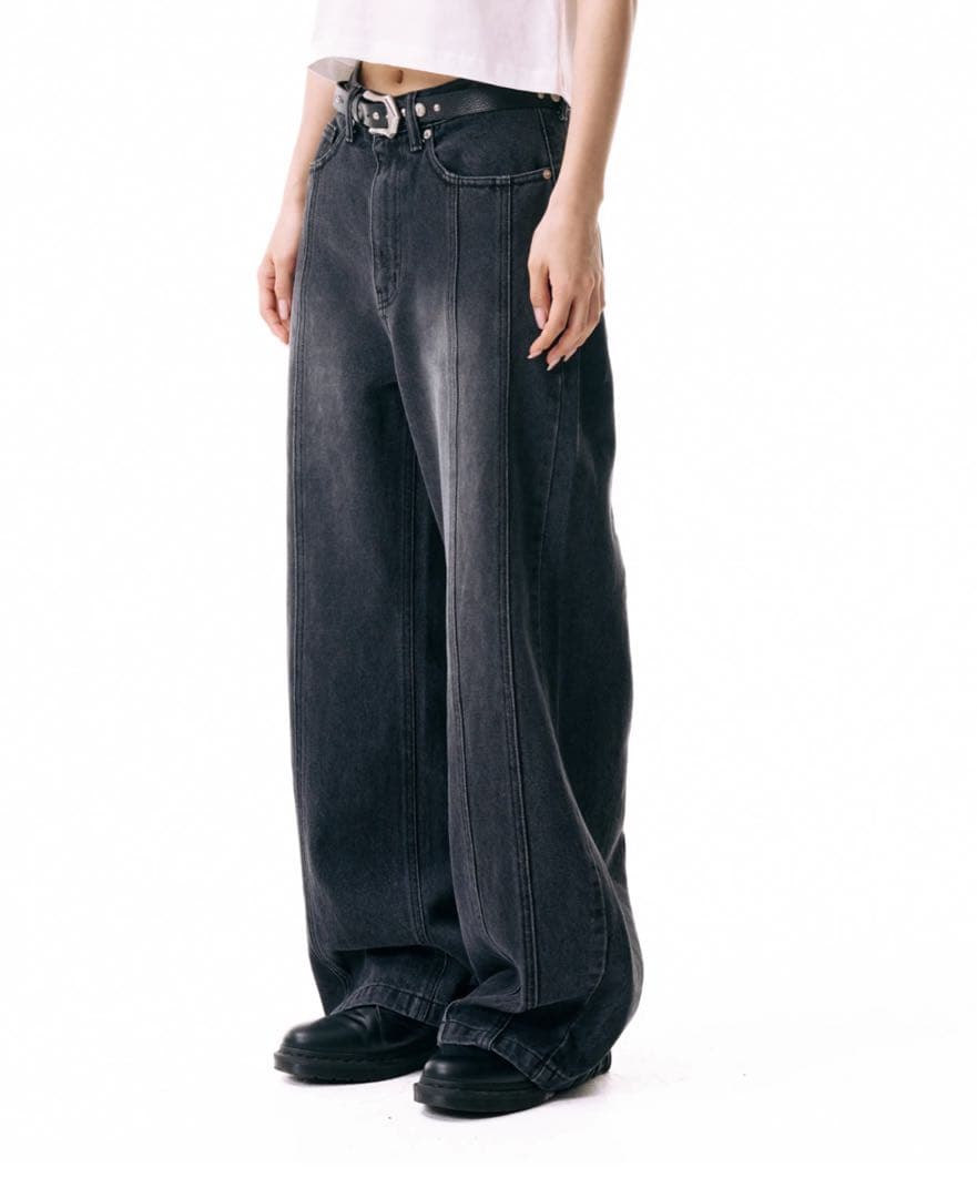 あめ　IUGAMAKARAS Ribbon Denim Pants