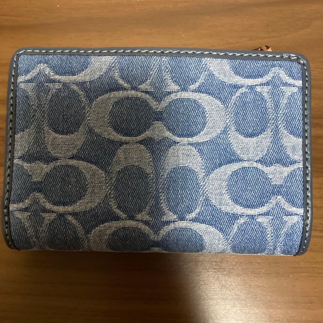 COACH デニム 二つ折り財布 ブルー