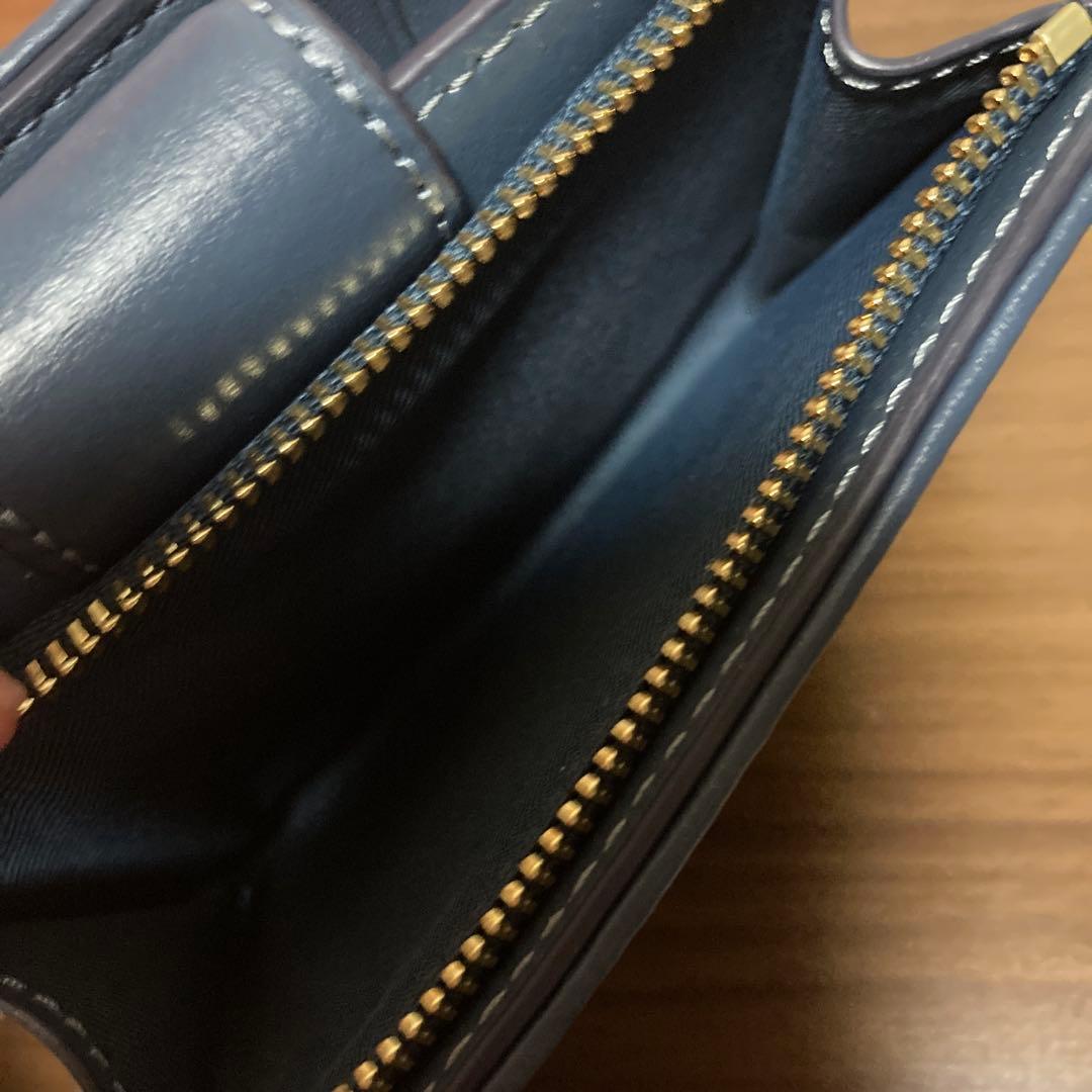 COACH デニム 二つ折り財布 ブルー