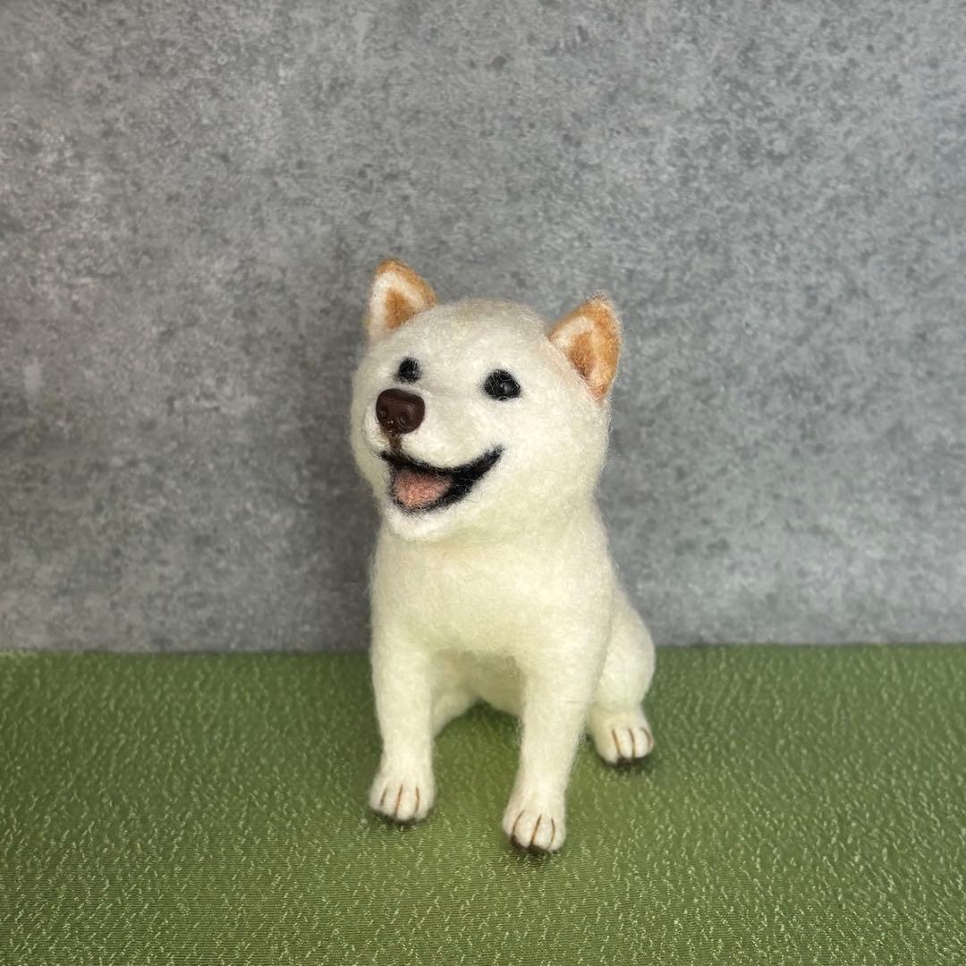 柴犬　白柴（小）　羊毛フェルト　ハンドメイド　No.113
