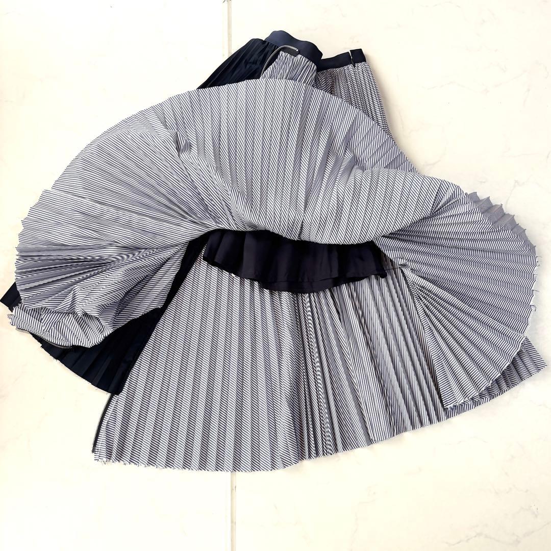 極美品✨sacai　アシンメトリー　ドッキングプリーツスカート 切替 プリーツ
