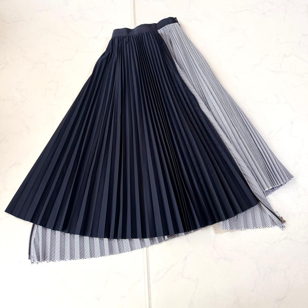 極美品✨sacai　アシンメトリー　ドッキングプリーツスカート 切替 プリーツ