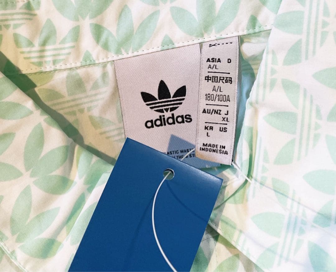 アディダス 新品 モノグラム 緑 XL アロハシャツ Tシャツ ジャージ 水着