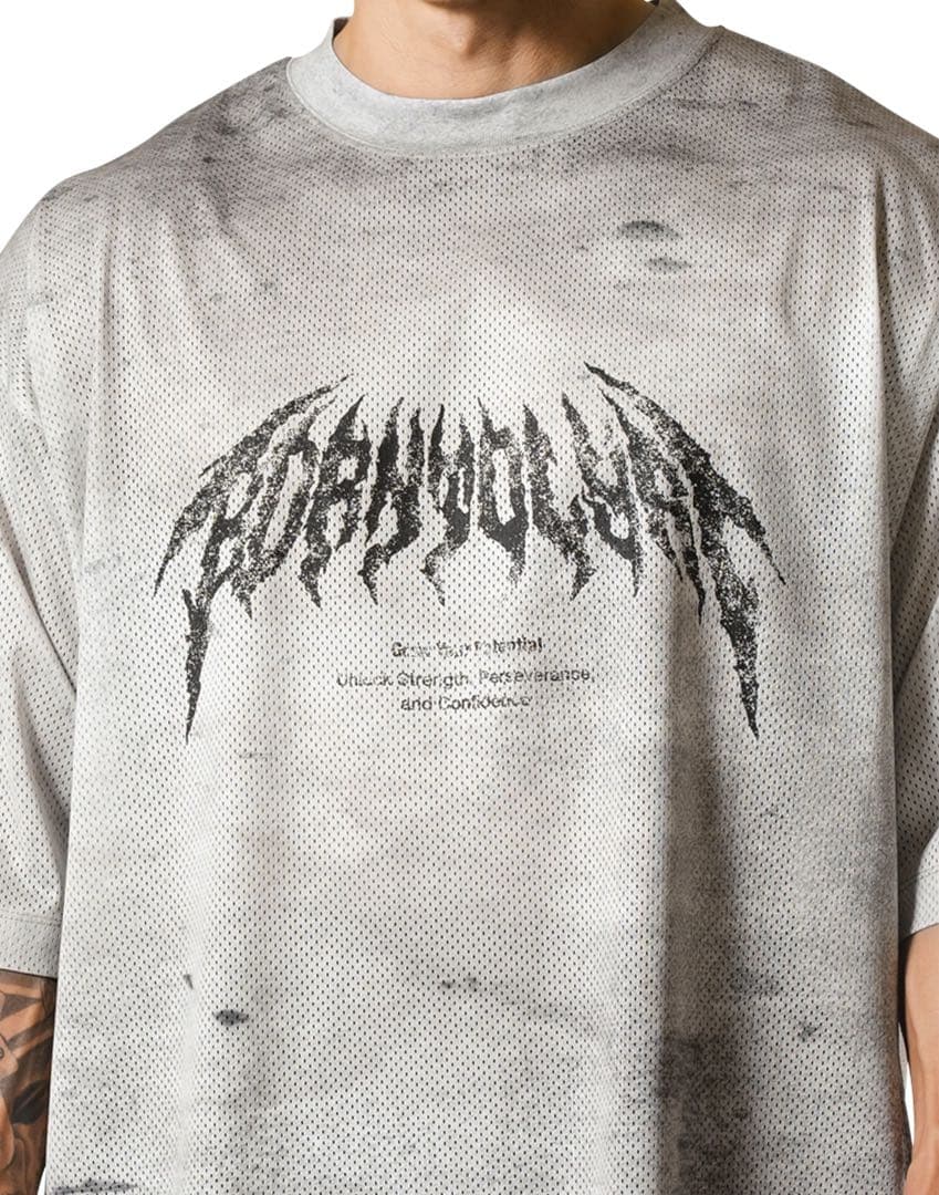LYFT/リフト デスメタルヴィンテージメッシュビックTシャツ アイボリー