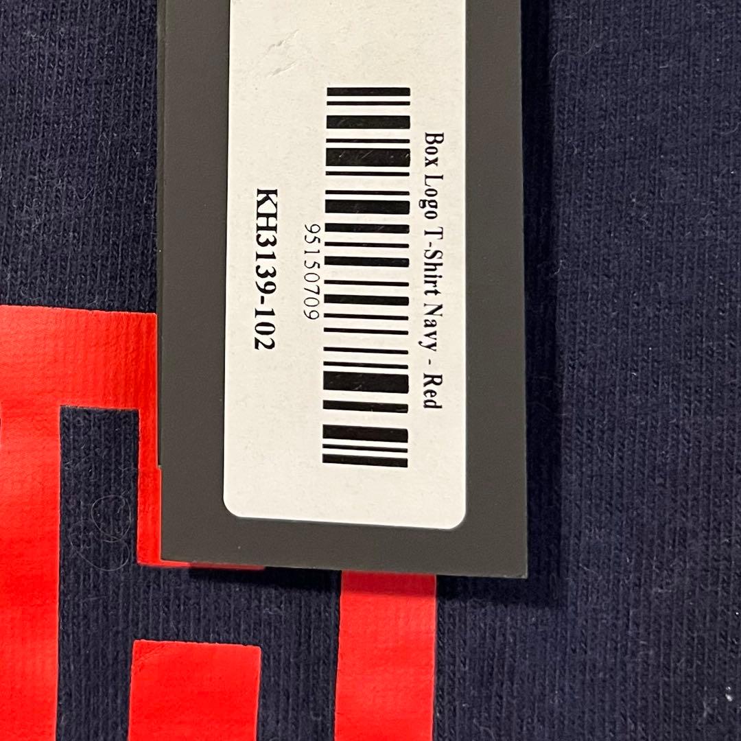 トップス Kith box logo T-shirt navy red