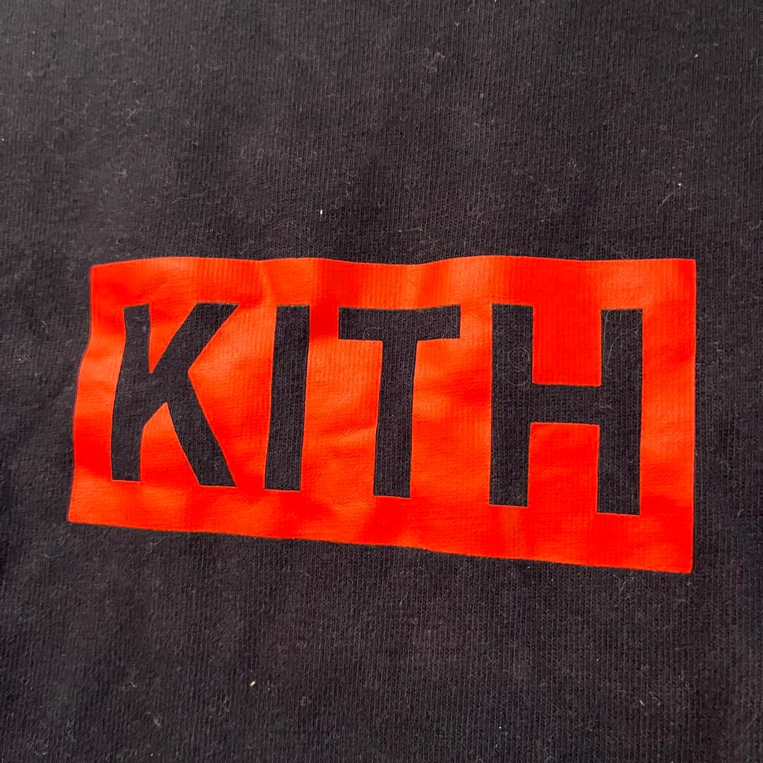 トップス Kith box logo T-shirt navy red