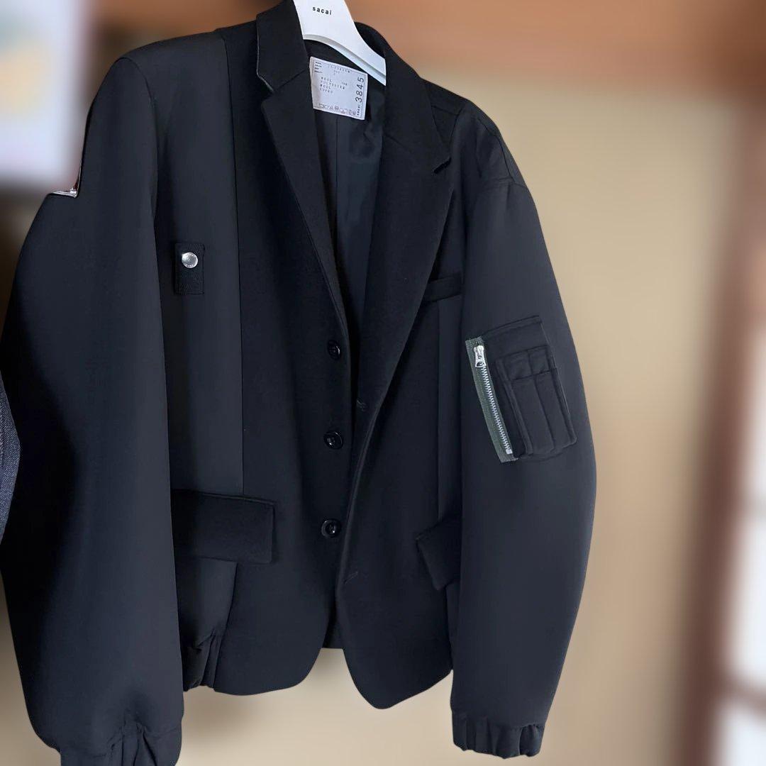 sacai 25awウールメルトンジャケット 2、黒