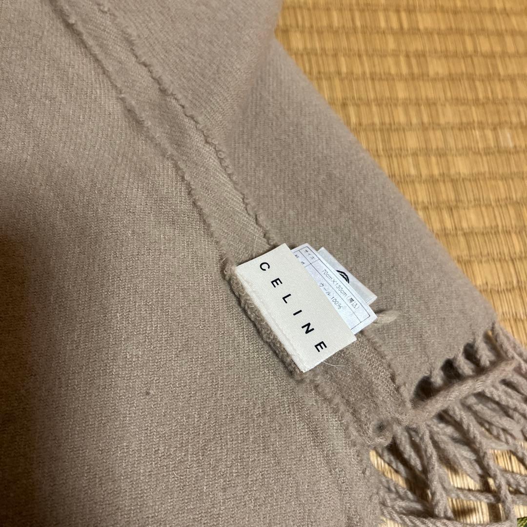 CELINE グレー マフラー 馬と車の刺繍