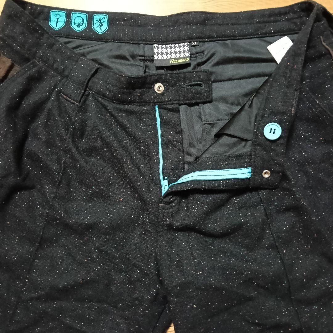 ラッセルノ ゴルフ クロップドパンツ XL 日本製 ネップ スカルワッペン