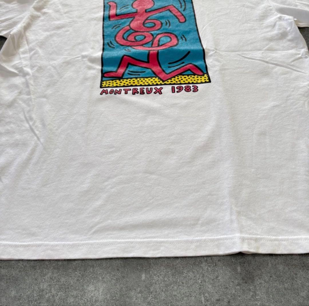 【レア】キースヘリング 白 Tシャツ 古着ナイスプリント アートティアメカジ L