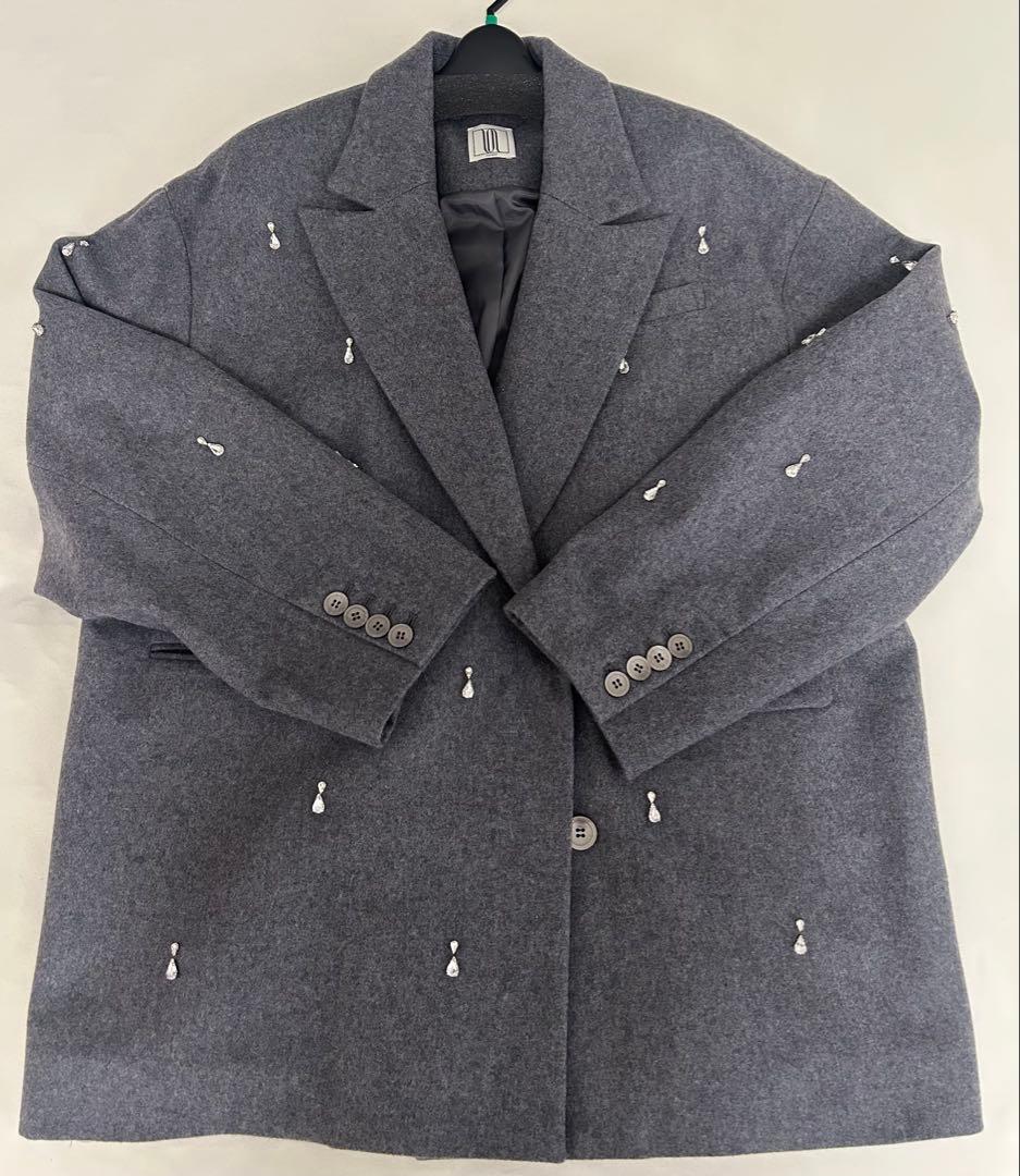 AMERI UND ELSA BIJOU WOOL JACKET グレー　M
