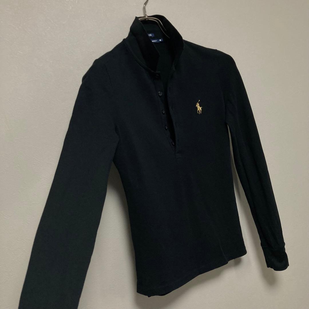 POLO RALPH LAUREN ラルフローレン 長袖ポロシャツ 黒金 ゴルフ