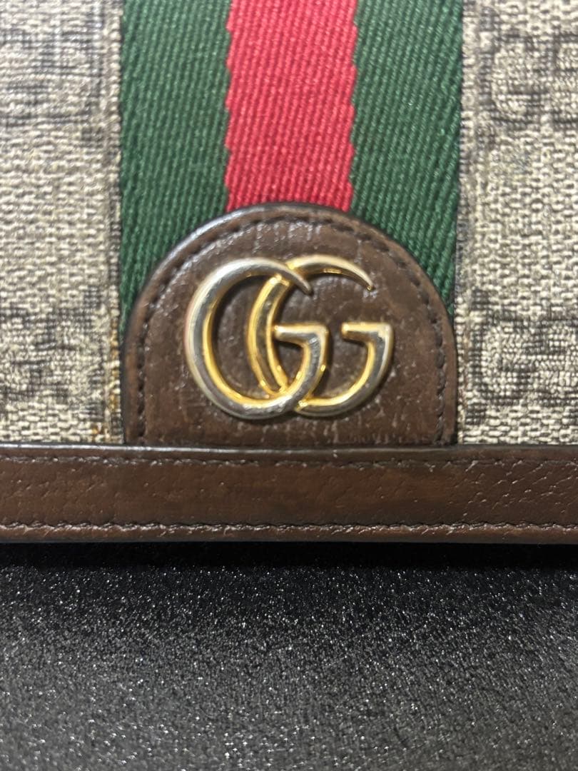 【美品】GUCCI グッチ　オフディア GGスプリームシェリーライン 折り財布