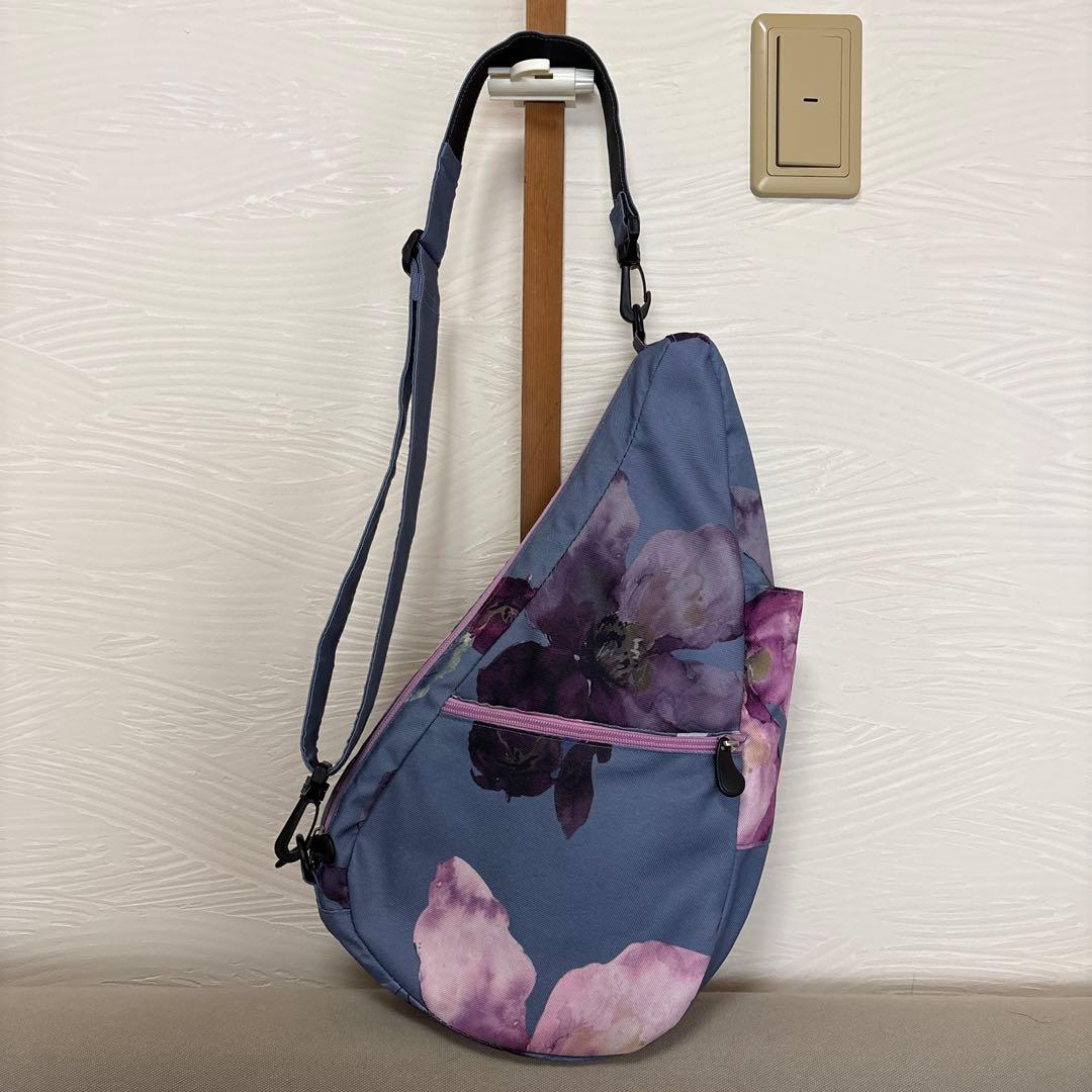 美品　リバーシブル　ヘルシーバックバッグ　ボディバッグ　花柄×ブルー　S 限定