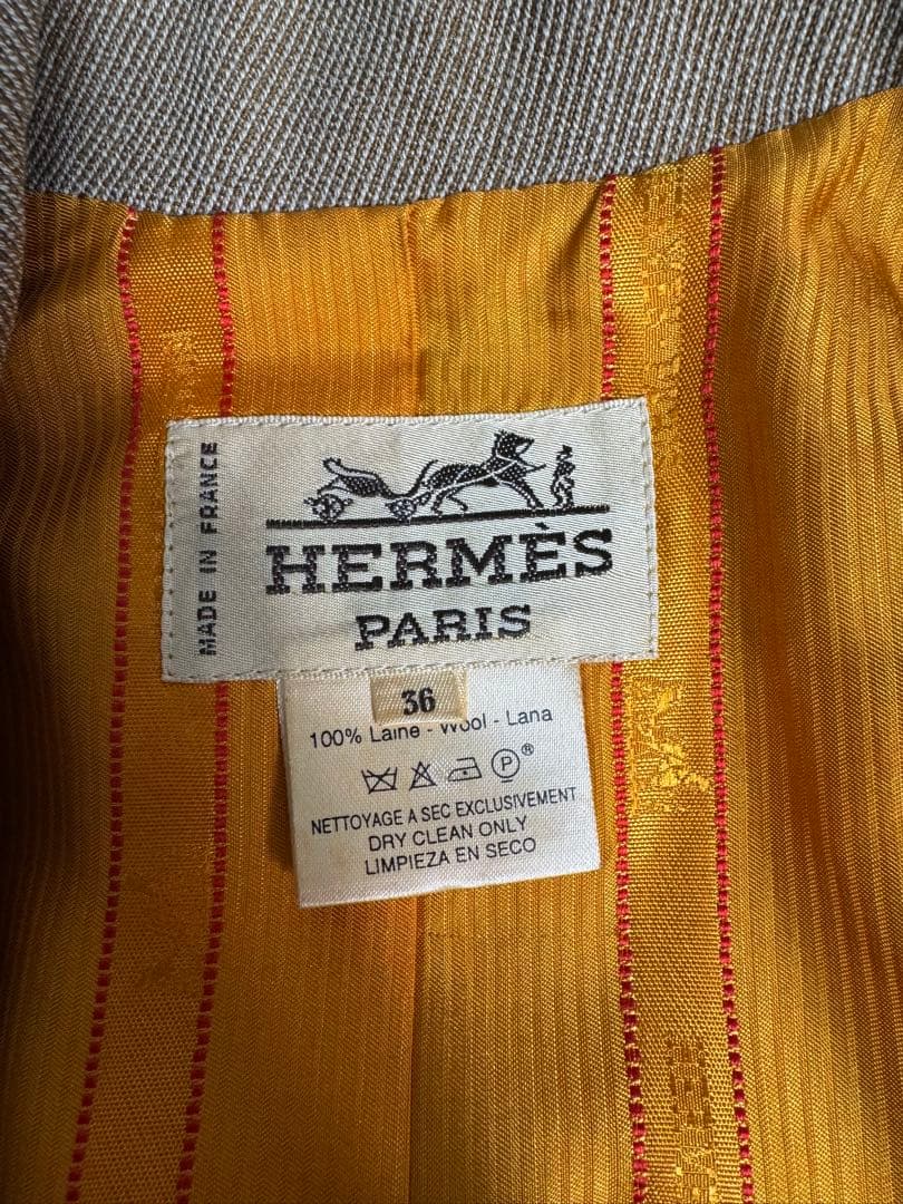HERMÈS エルメス ヴィンテージ ウールジャケット レザーカラー