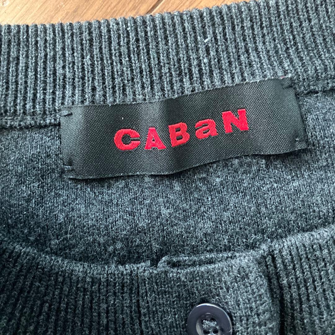 CABaN☆コットンカシミヤクルーネックカーディガン☆ダークグレー☆XS
