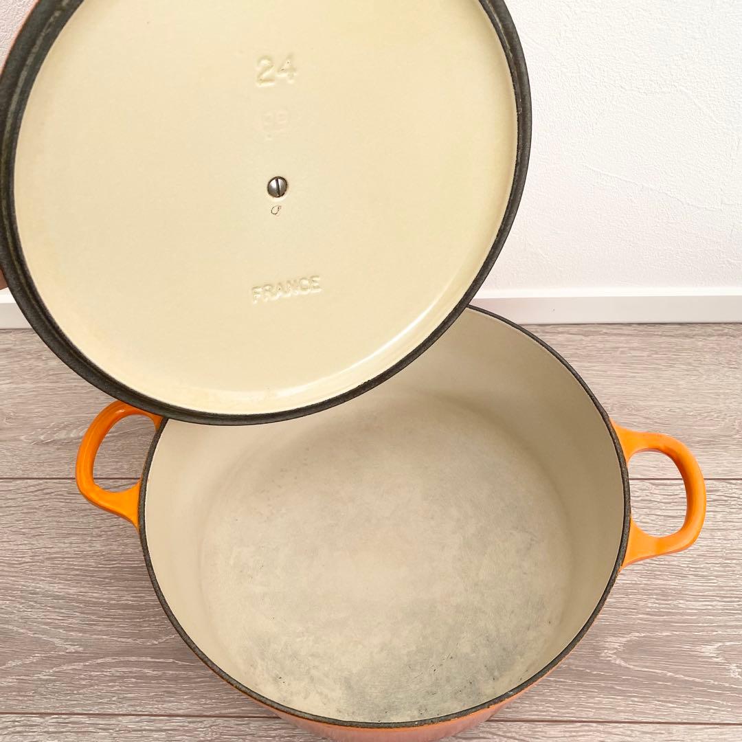 LE CREUSET ココットロンド 両手鍋 オレンジ 24cm