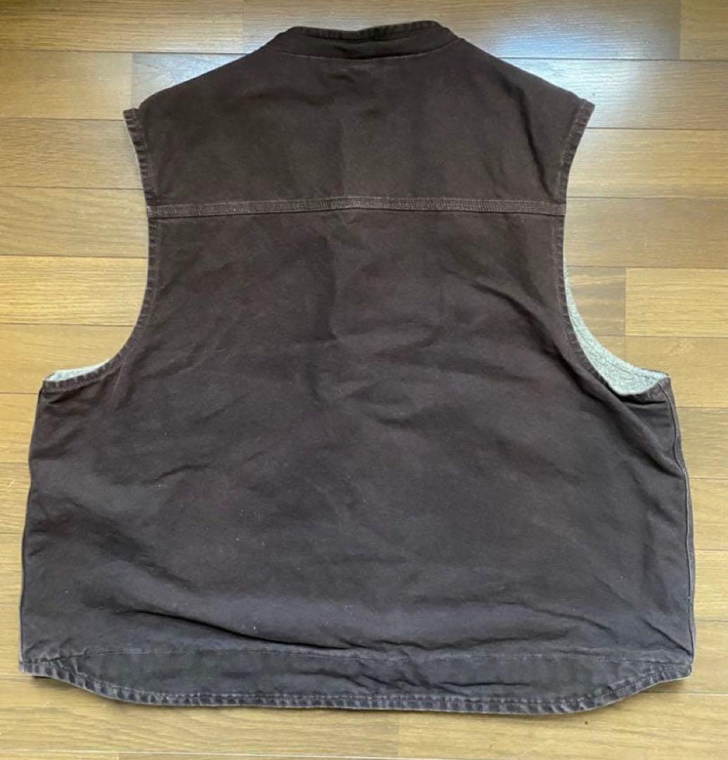 【美品】USA製Carhartt ダックベスト 2XL ブラウン 着画あり