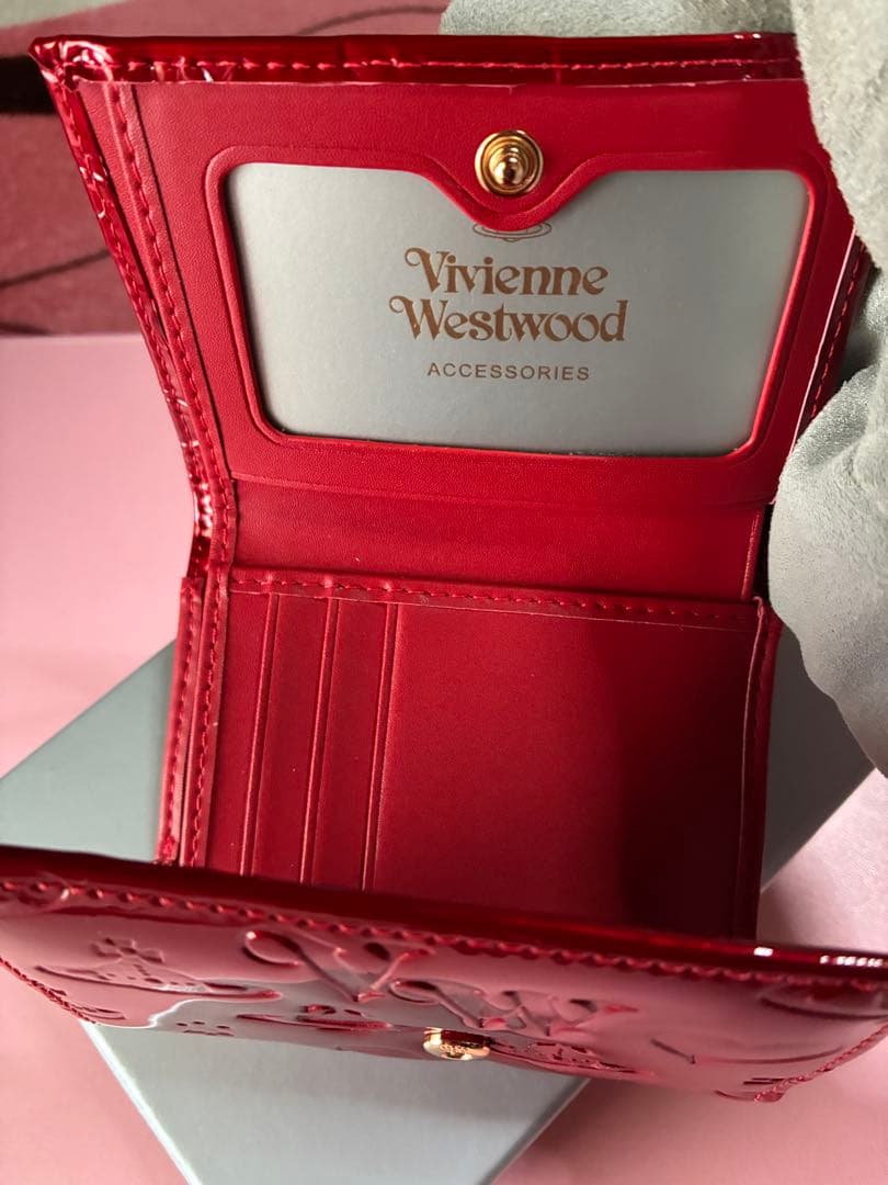『未使用』Vivienne Westwood 3つ折りがま口財布 エナメルレッド