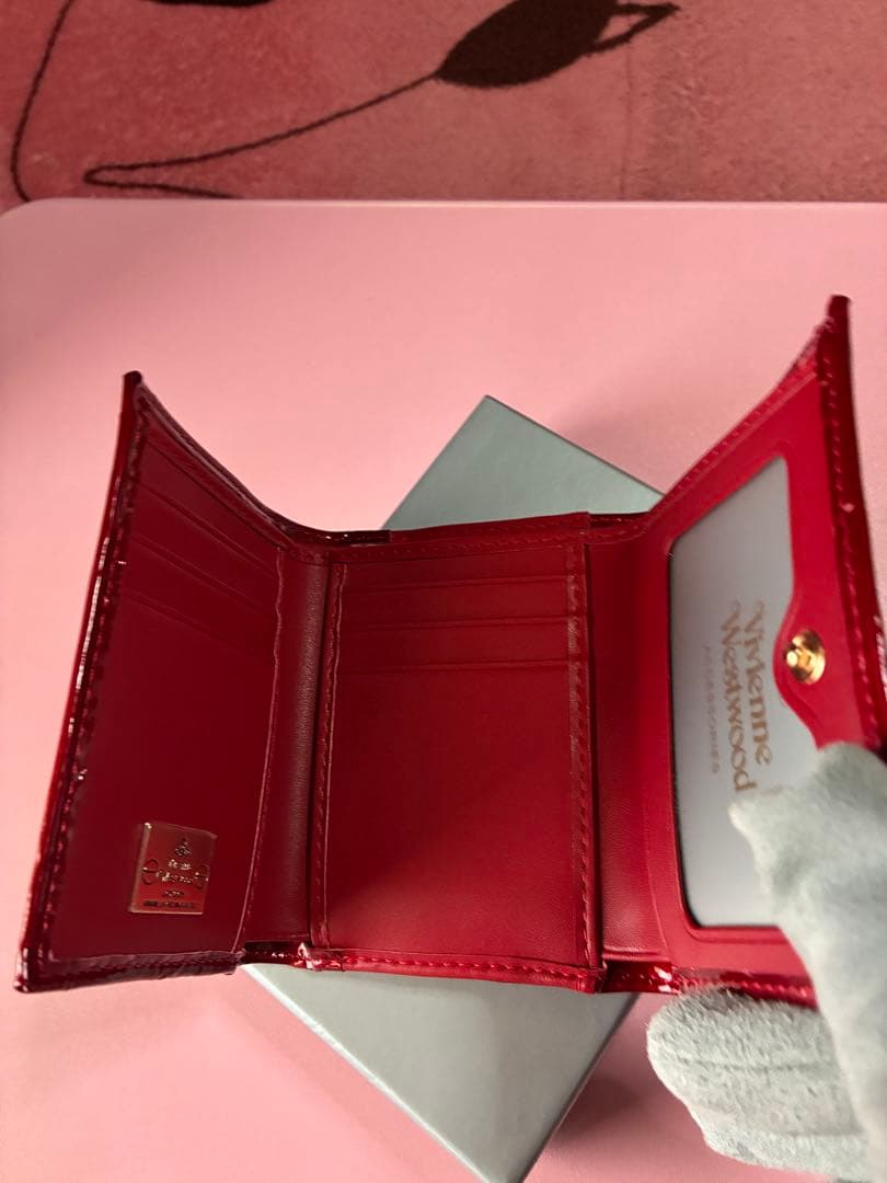 『未使用』Vivienne Westwood 3つ折りがま口財布 エナメルレッド