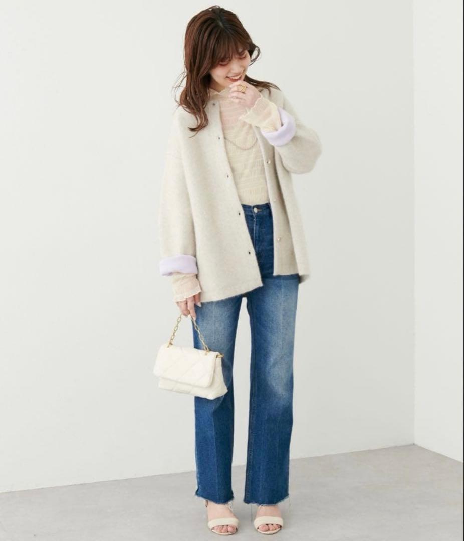 【新品】naturalcouture FOX混Wフェイスニットコート アイボリー