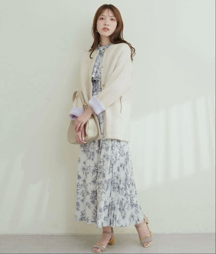 【新品】naturalcouture FOX混Wフェイスニットコート アイボリー
