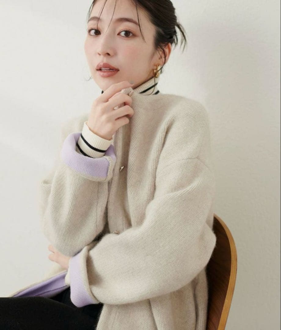 【新品】naturalcouture FOX混Wフェイスニットコート アイボリー