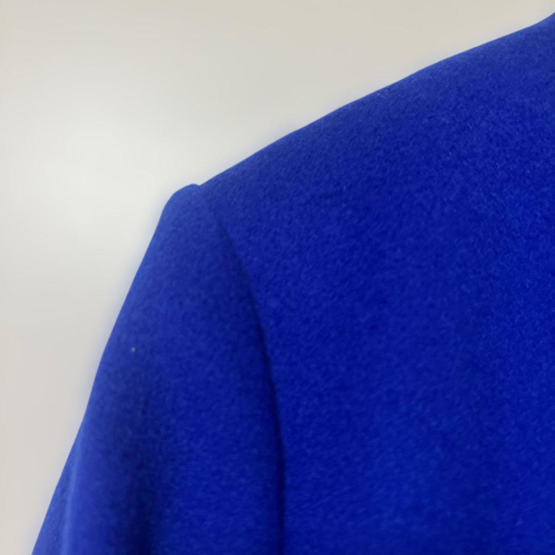 ユナイテッドアローズ ロイヤルブルー　ノーカラーコート　カシミヤ 混　36
