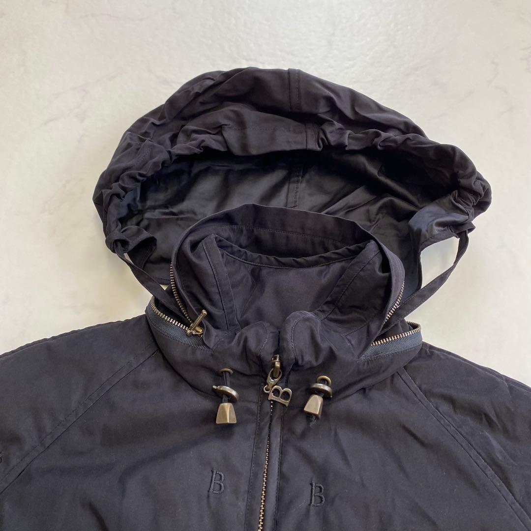 美品★BURBERRYロンドン モッズコート B総柄 フード付 黒 サイズ7
