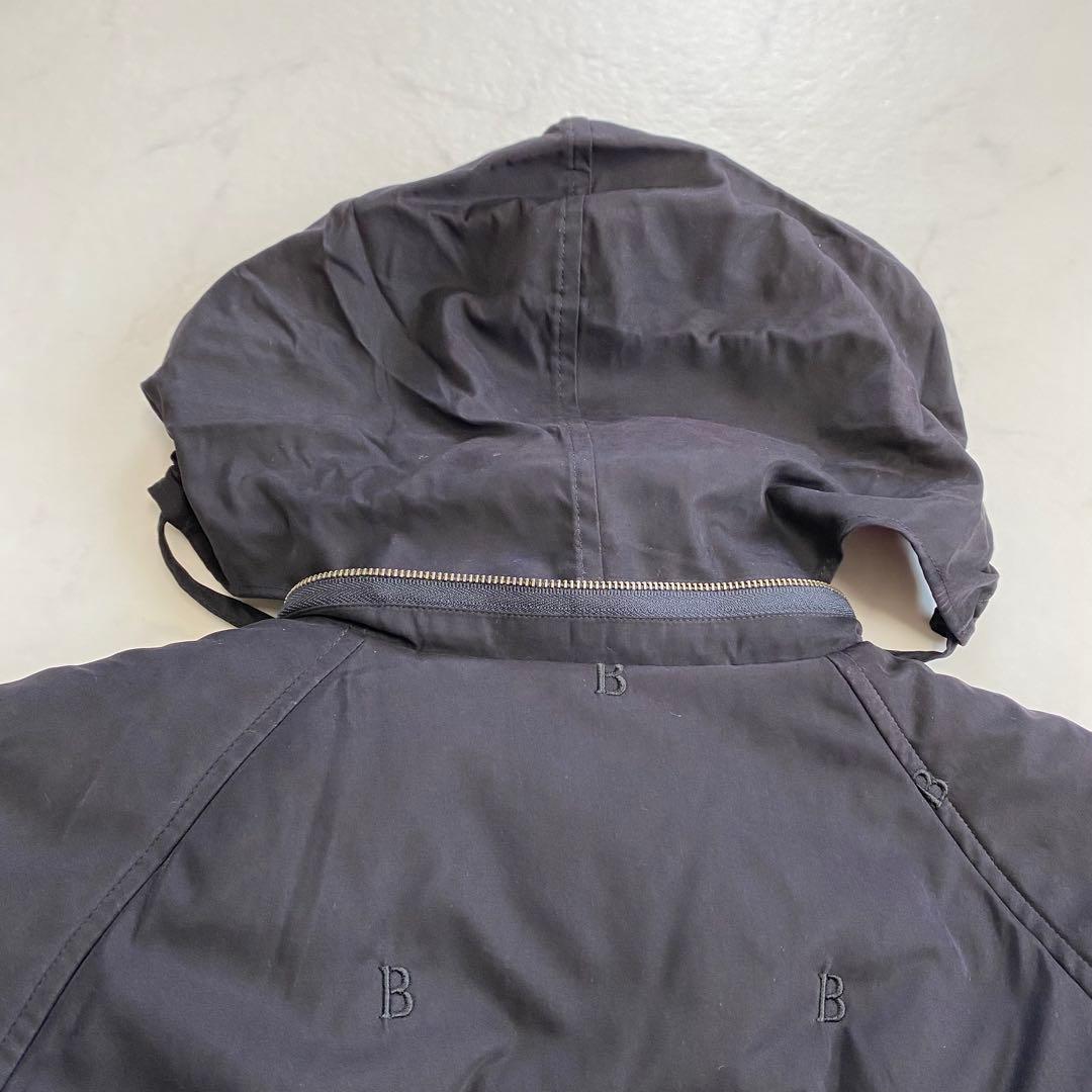 美品★BURBERRYロンドン モッズコート B総柄 フード付 黒 サイズ7