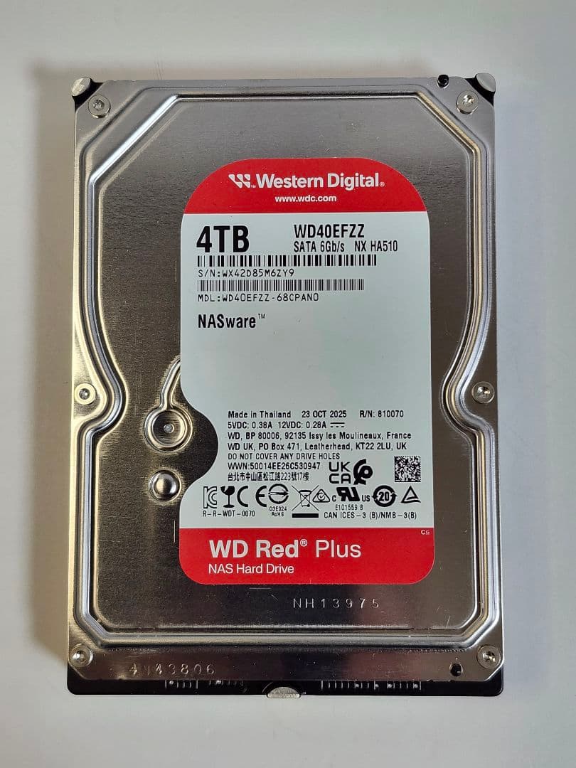 WD Red Plus 4TB NAS用ハードドライブ