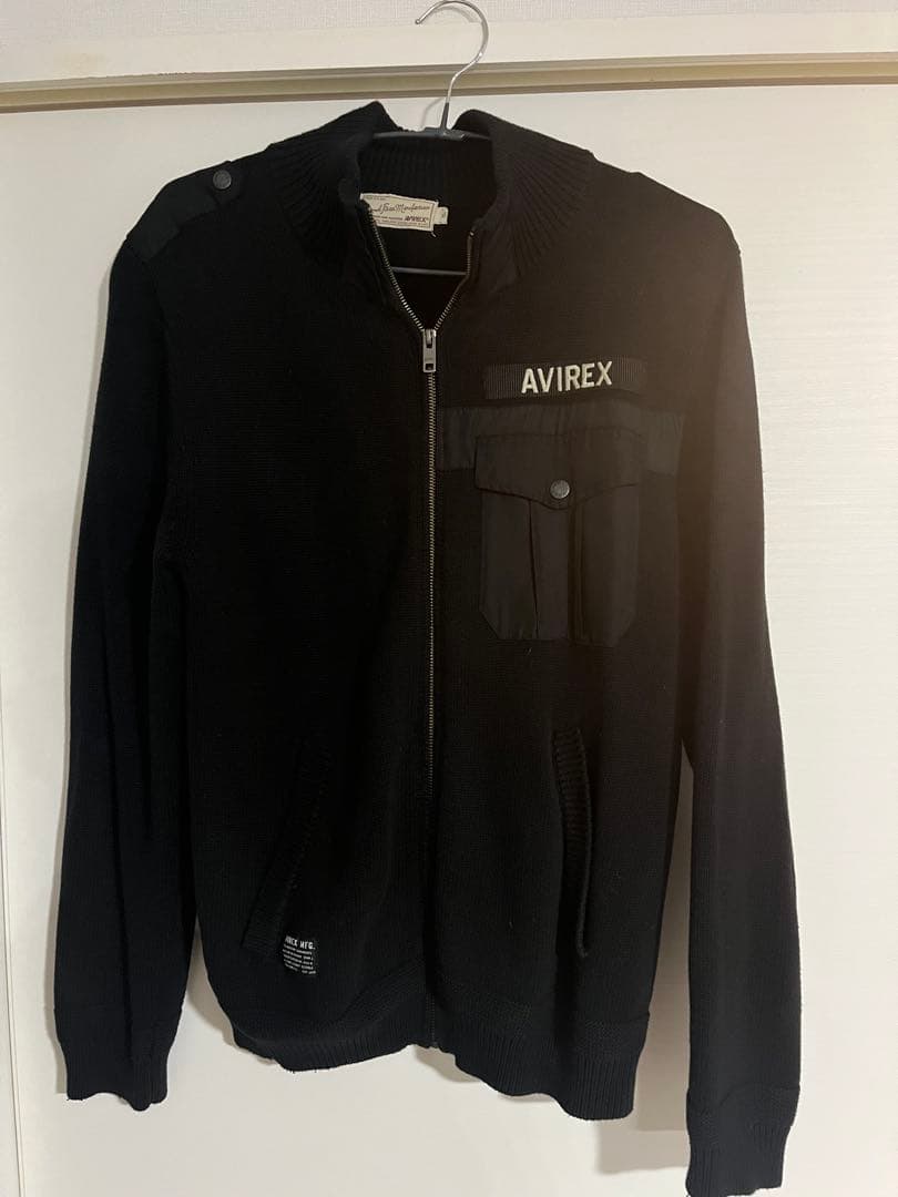 AVIREX ブラック カーディガン　U.S.NAVY 迷彩　アヴィレックス