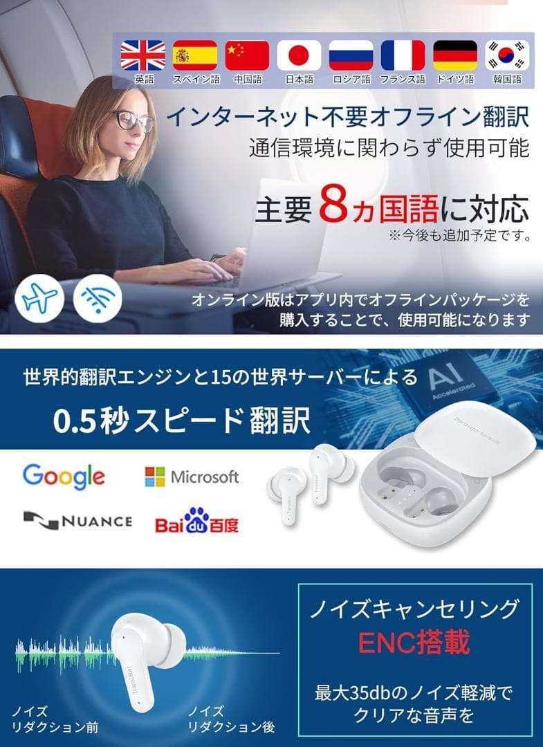 【新品未使用】 Wooask M3 PLUS　イヤホン翻訳機(オンライン版)