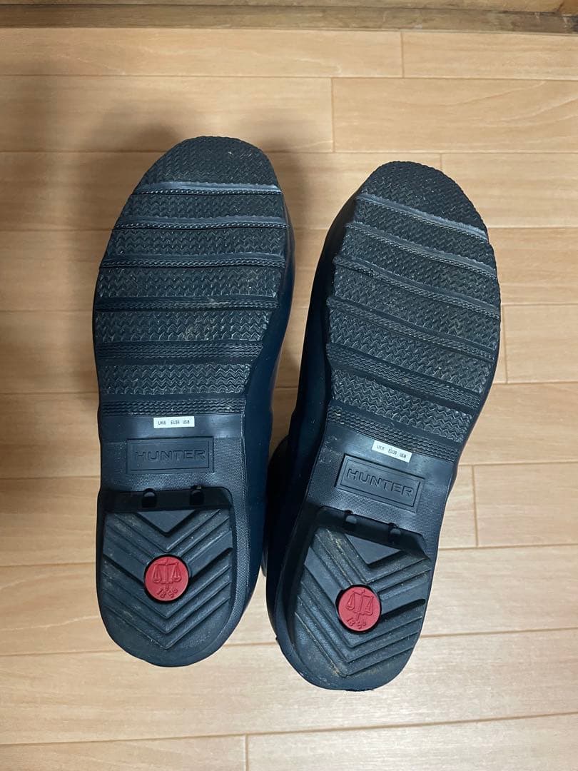 HUNTER ネイビー バックル付きレインブーツ