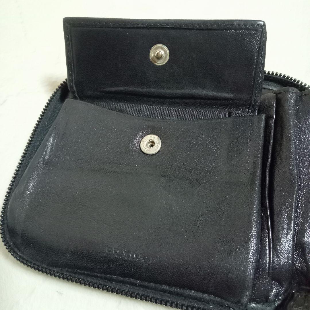 PRADA プラダ M521テスートナイロン 二つ折り布 黒