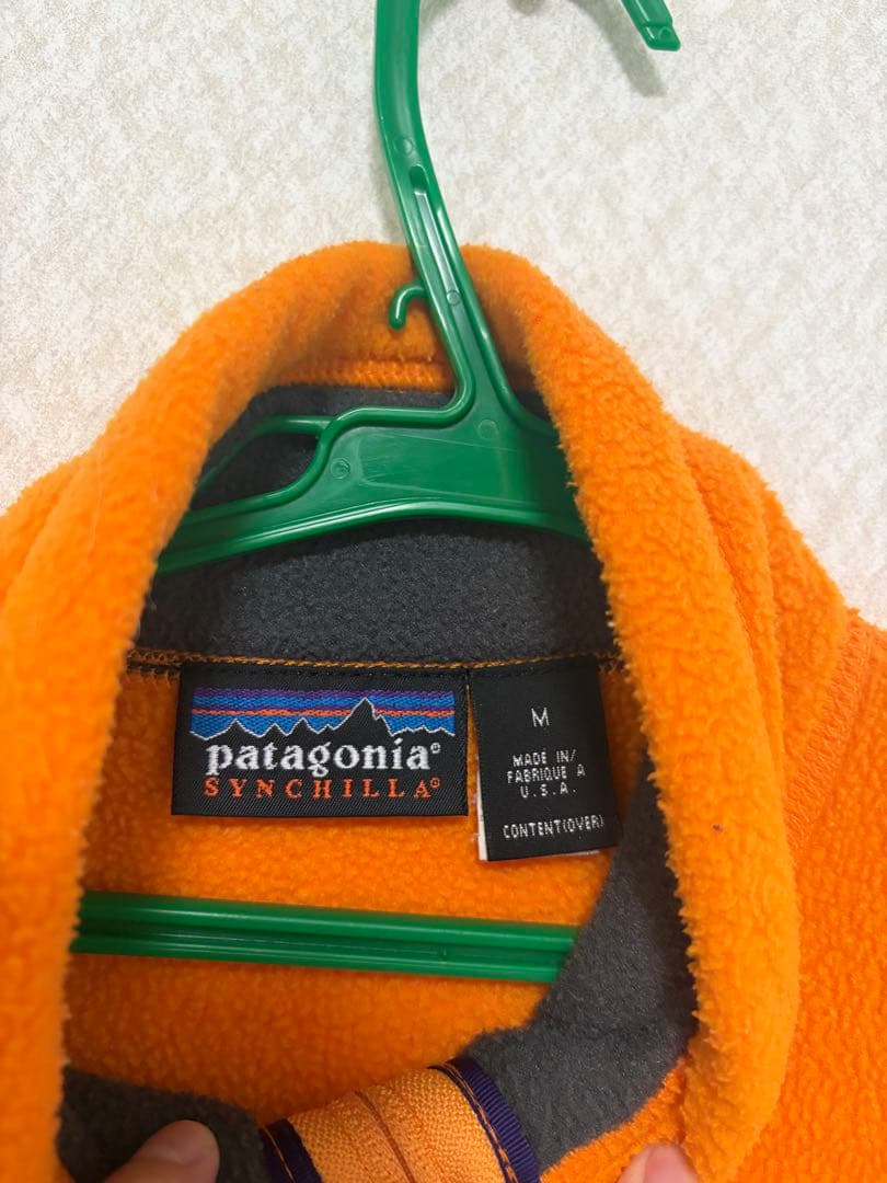 90s USA製 patagonia シンチラ フリースベスト M オレンジ