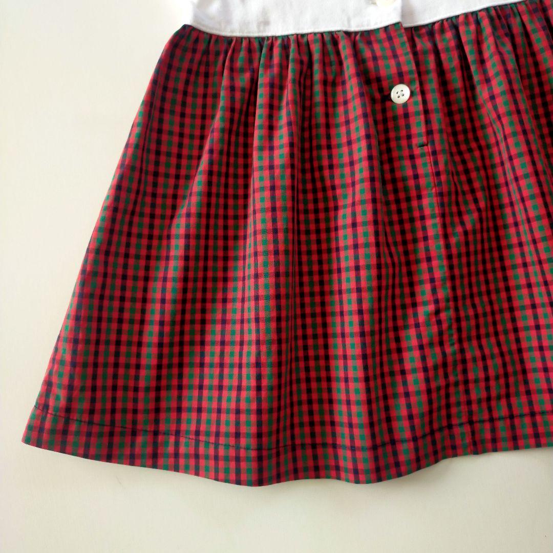 美品★現行品★80cm familiar 白×ファミリアチェック半袖ワンピース