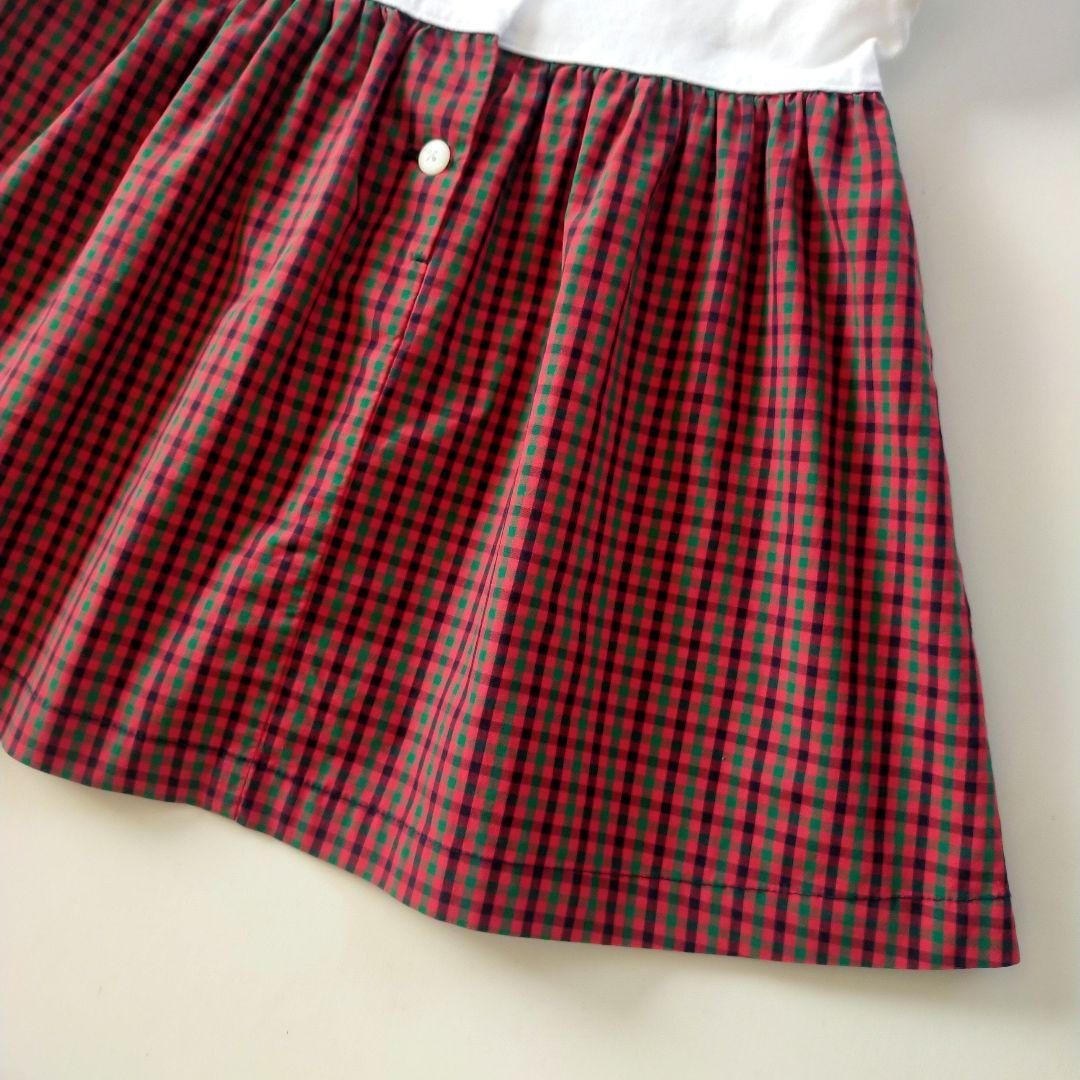 美品★現行品★80cm familiar 白×ファミリアチェック半袖ワンピース