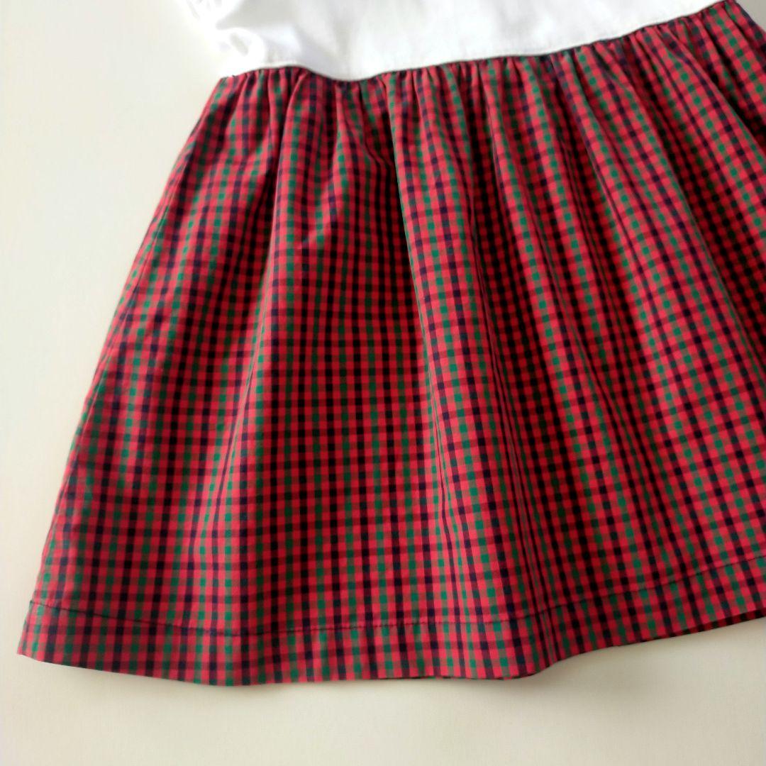 美品★現行品★80cm familiar 白×ファミリアチェック半袖ワンピース