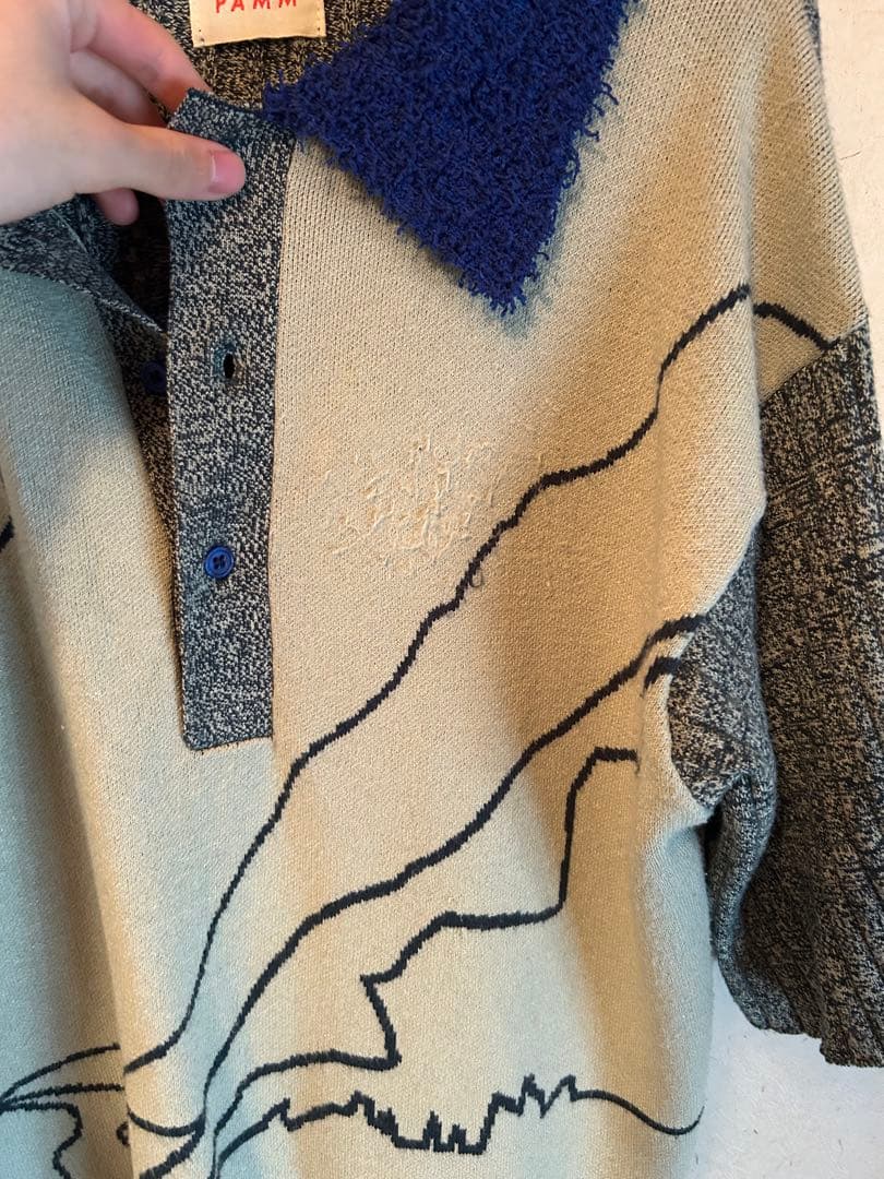 pamm ニットポロ 月のある風景のニットポロ