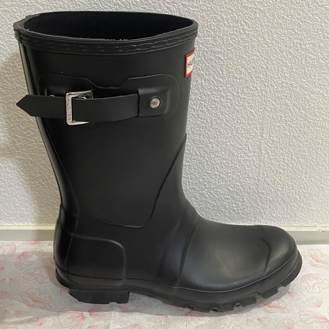 HUNTER ハンター ショート レインブーツ ブラック 黒 UK4 23