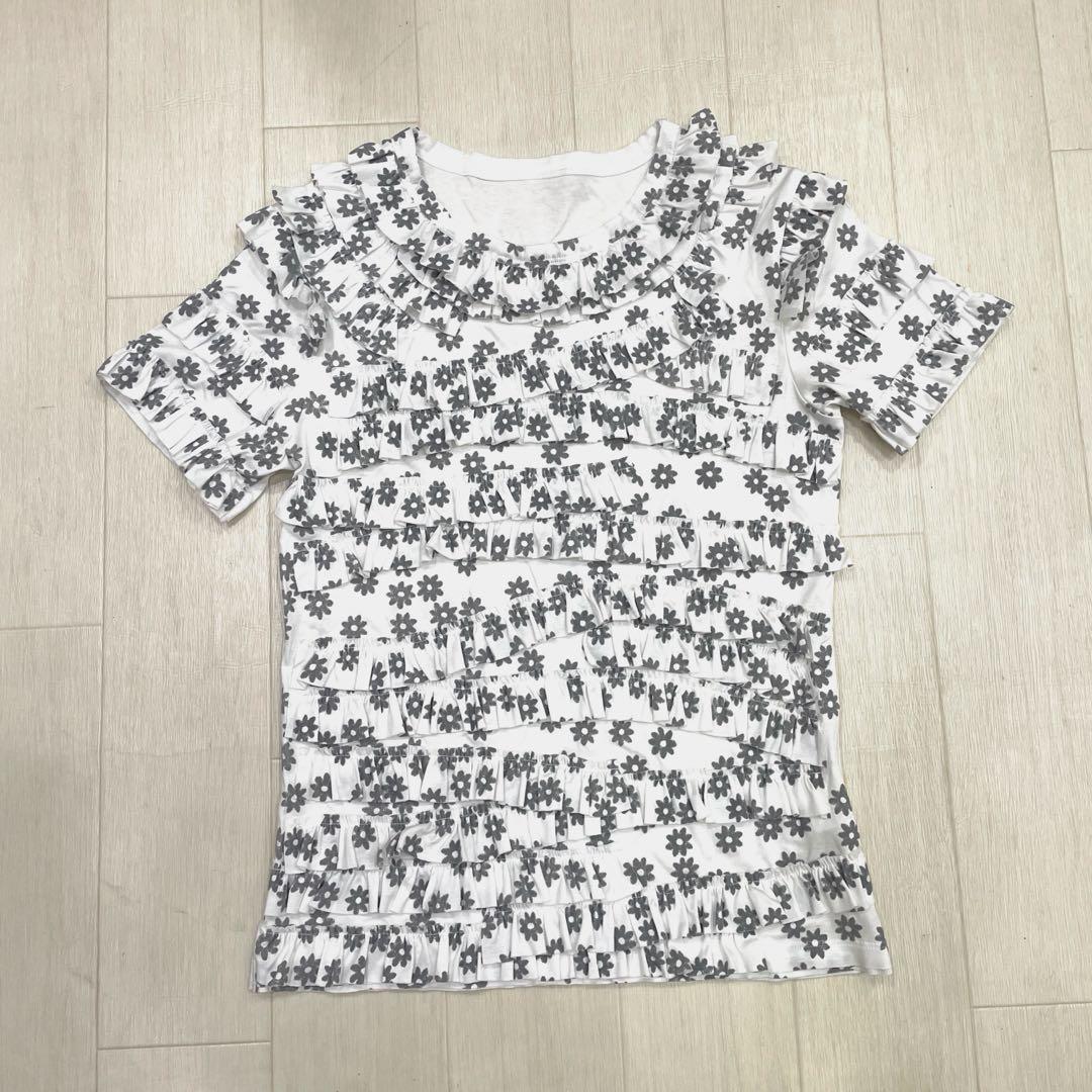 cccmalie シーマリー フリルTシャツ フロッキー花柄 38 グレー 美品