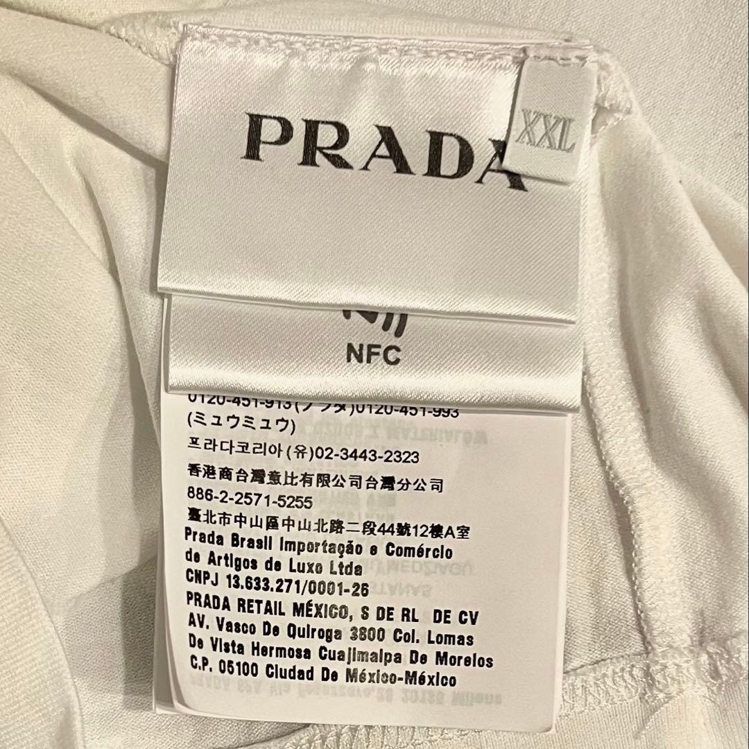 PRADA ラバーロゴ ポケット Tシャツ ホワイト サイズXXL