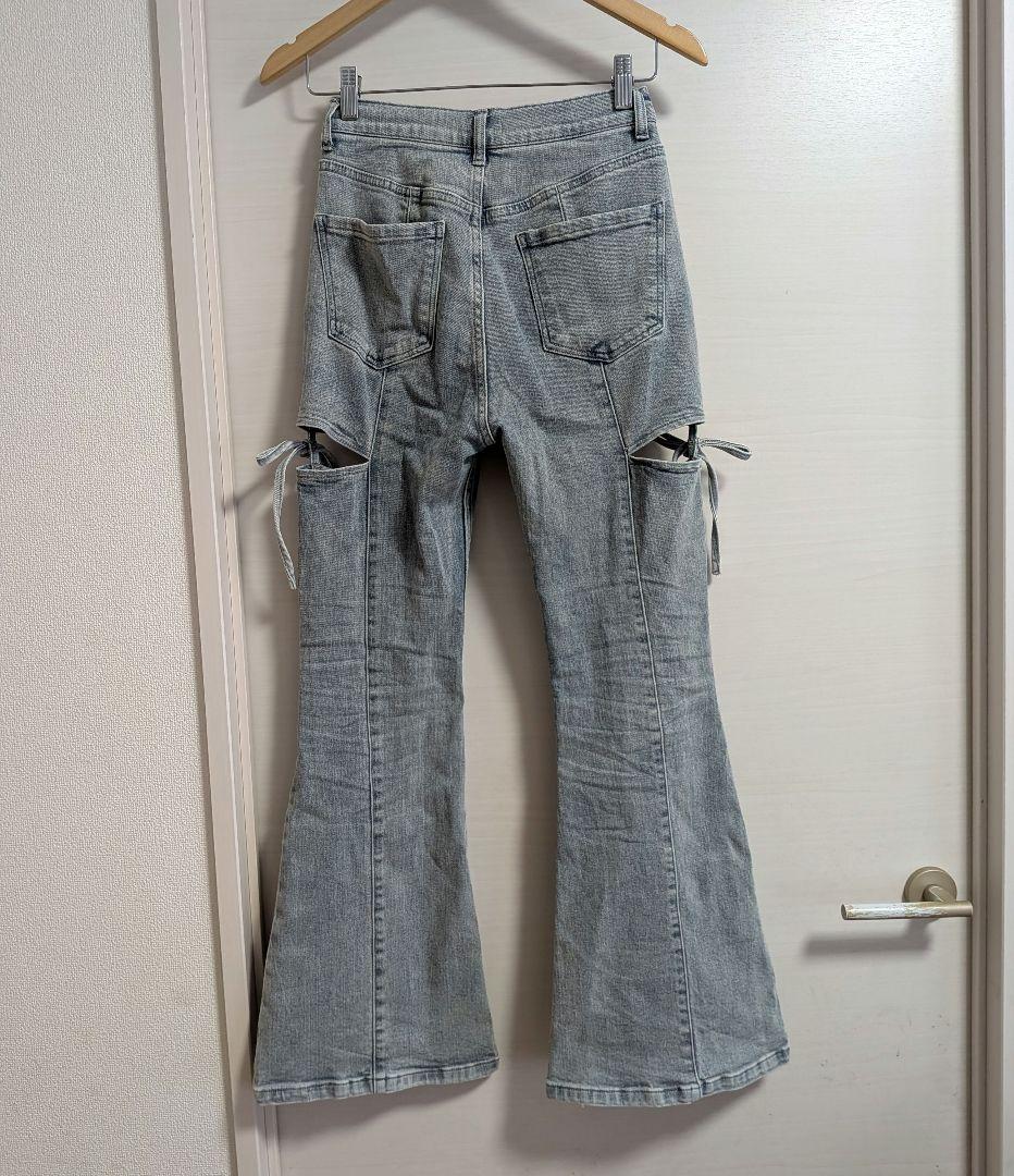 RESEXXY カットアウトリボンデニムパンツ フレア XS
