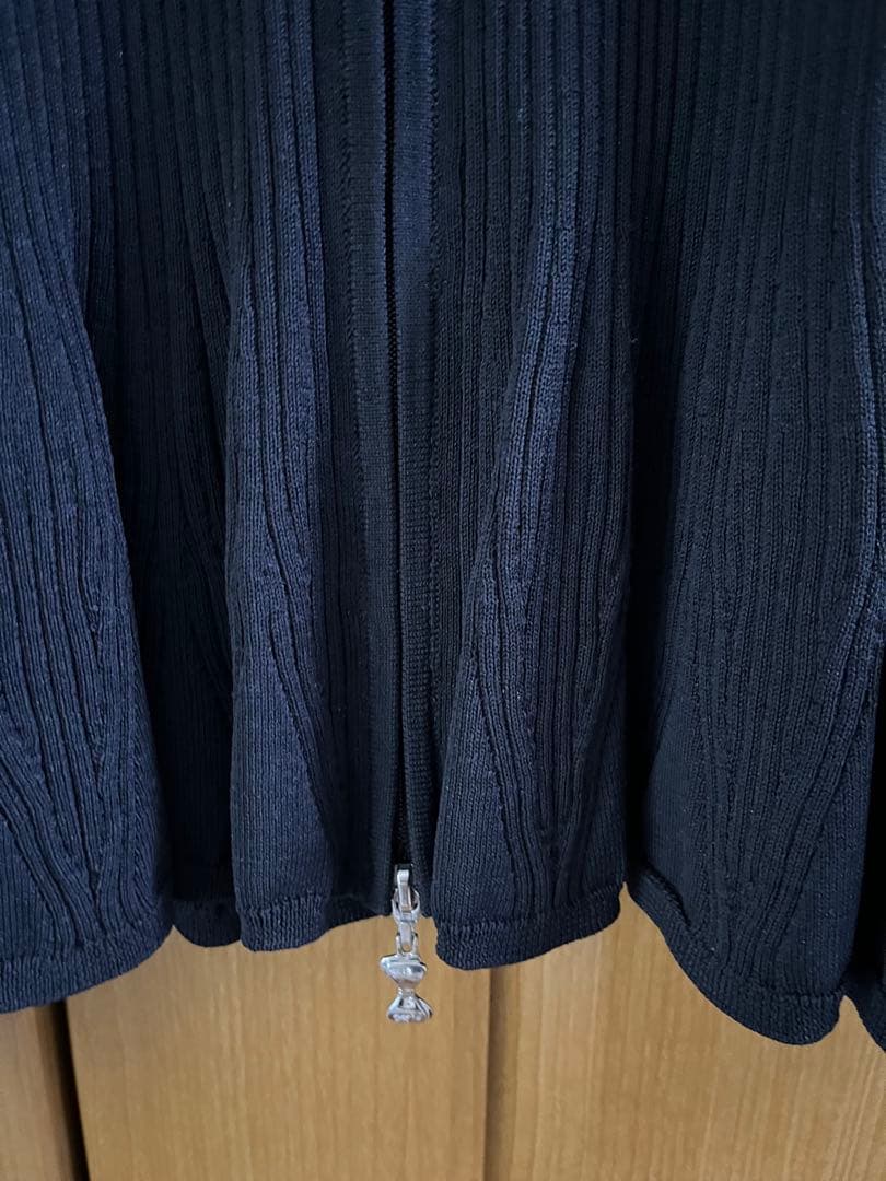 美品 M’S GRACY カタログ掲載 袖リボン ジップニット 黒 40