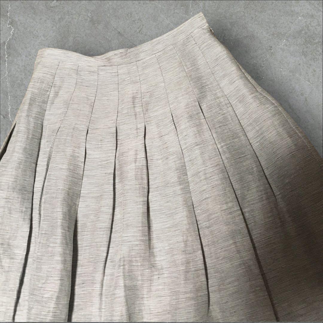 yoshie inaba ボーダープリーツスカート SIZE 11リネンブレンド